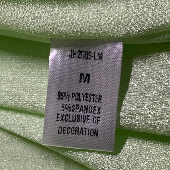 THML M Ruffle Smocked Babydoll Lime Green Seersucker Textured Dress Midi - Picture 8 of 8